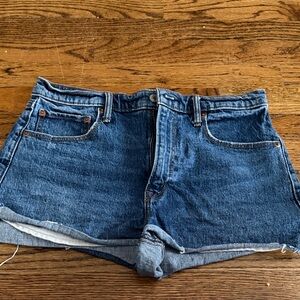 Abercrombie & Fitch Dark Blue Denim High-Rise Jean Shorts